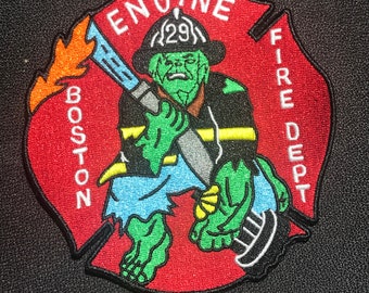 Boston Fire Dept Engine-29 Hulk Patch New York FDNY NH MA Mass Helm Truck Toy Red Sox Celtics Bruins Patriots Fenway Beacon hill Garden