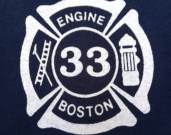 Boston Fire Dept Engine-33 Medium T-Shirt Text