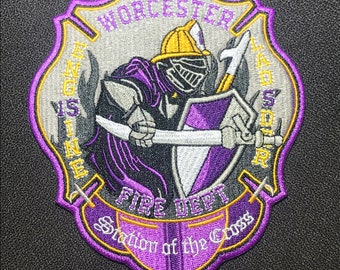 Worcester Fire Dept Engine-15 Ladder-5 Station of the Cross Patch MA Boston Vermont nh FDNY New York Jersey Hartford Springfield Indian