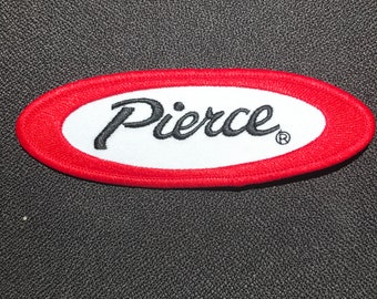 Pierce Red and White Fire Apparatus Patch Md Va CalFire Ca Va Chicago Ohio Pa Ct NH Vt La New York FDNY Ma Mass New jersey NJ
