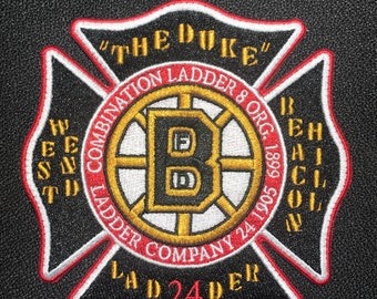 Boston Fire Dept Ladder-24 Bruins Patch New York FDNY NH MA Mass Helmet Truck Toy Taz Red Sox Celtics Bruins Patriots Fenway Beaconn hill