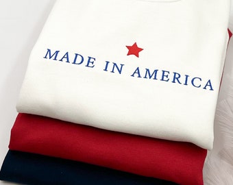 Embroidered USA Patriotic Sweatshirt: 1776 Fourth of July Pullover