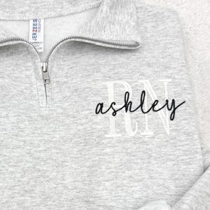Embroidered Nurse Quarter Zip Sweatshirt: Athletic Block Gemma, Nursing School Gift