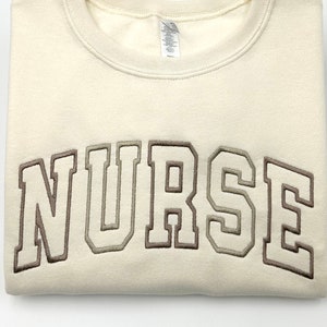 EMBROIDERED NURSE Athletic Block Gemma Sweatshirt Hoodie | Nurse Pullover Sweatshirt | Gift for Grad | New Nurse Gift | Nursing School Shirt