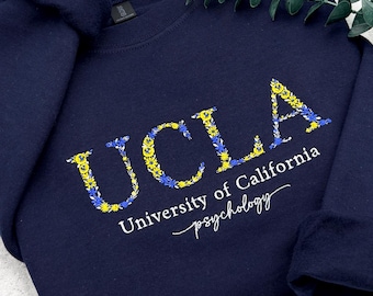 Floral Embroidered University Sweatshirt, Custom College Crewneck, School Apparel