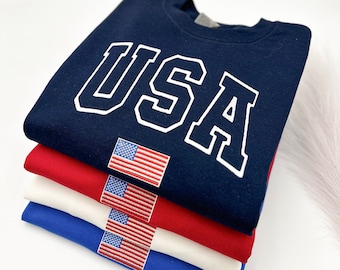 Sudadera con la bandera de EE. UU. bordada: Sudadera patriótica para el 4 de julio