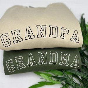 GRANDMA, GRANDPA Embroidered Sweatshirt or Hoodie, Mom Dad Crewneck, Mothers Day, Fathers Day, Mama, Gift for Mom Dad, Mama & Dada