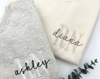 Embroidered Nurse Sweatshirt Hoodie: Athletic Block Gemma, Nursing School Gift