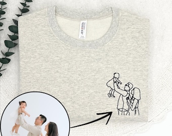 Embroidered Custom Family Portrait Sweatshirt: Line Art Pullover