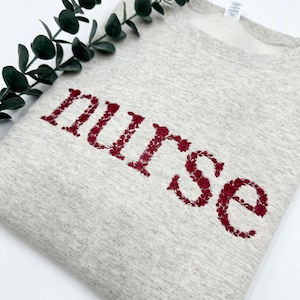 Embroidered Floral Nurse Sweatshirt: Nursing School Gift