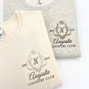 Old Money Country Club Sweatshirt, Embroidered Family Crest, Vintage Tennis Crewneck, Last Name Sweatshirt, Bridal Gift, Bachelorette Outfit