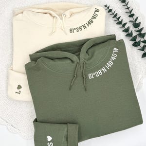 Custom Embroidered Coordinates Sweatshirt: Location, Latitude, Longitude