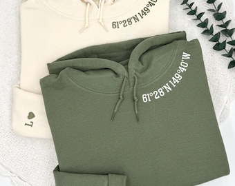 Custom Embroidered Coordinates Sweatshirt: Location, Latitude, Longitude