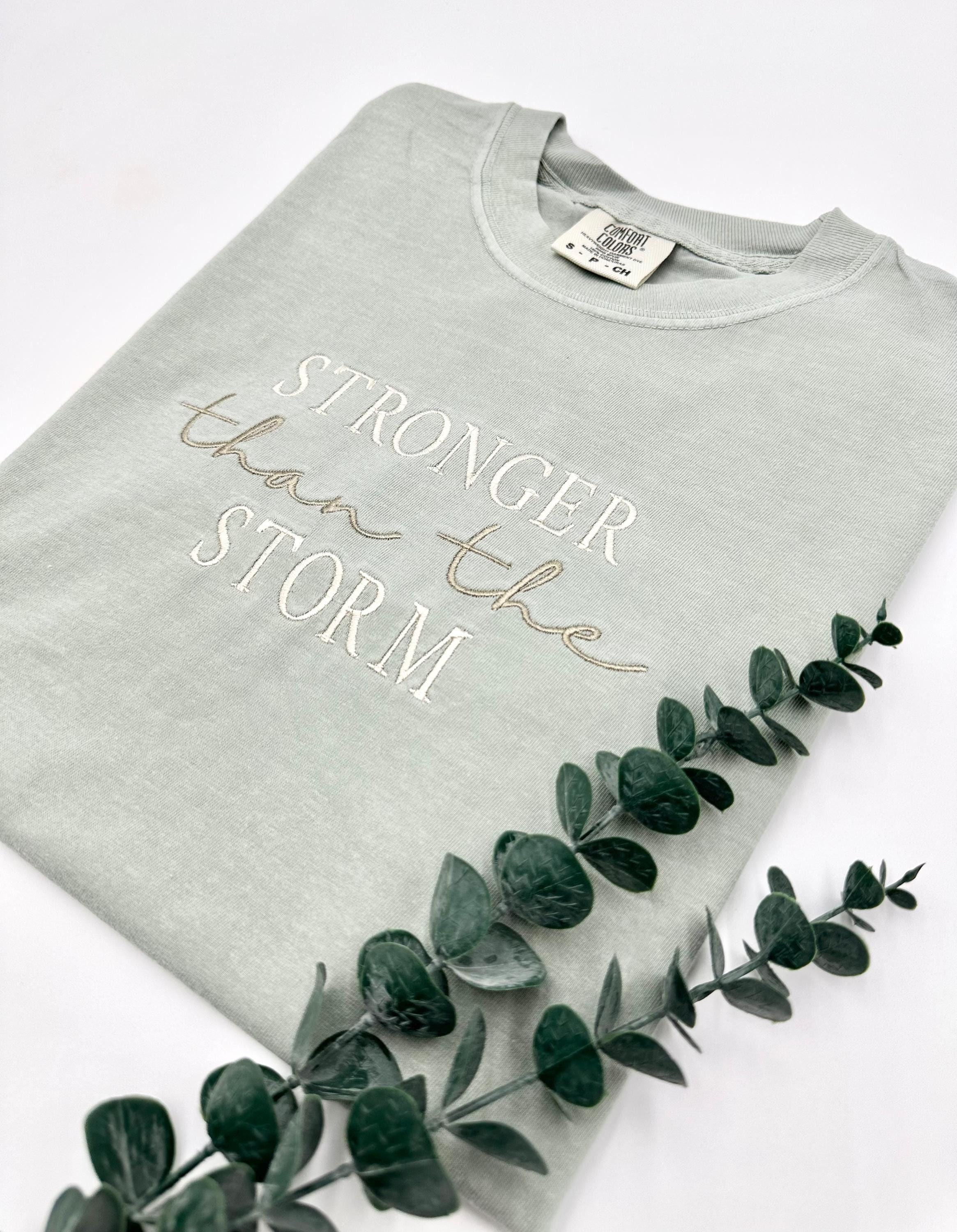 Embroidered Comfort Colors T-shirt: Stronger Than the Storm, Christian ...