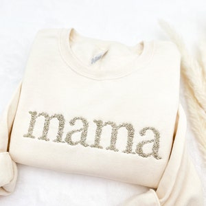 Customized Embroidered Floral Design Sweatshirt or Hoodie, Personalized Stitches for Mama, Nana, Grammy, Grandma, Auntie, Noni, New Mom Gift