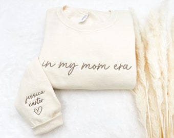 Embroidered In my mom era Custom Sweatshirt with kids names-Personalized-Soft-Mama-Grandma-Gift for her Mom,Trendy Mom Apparel, Mother's Day