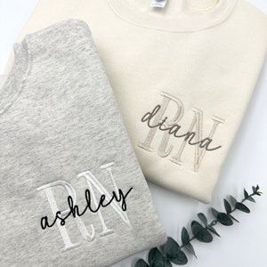 EMBROIDERED NURSE Athletic Block Gemma Sweatshirt Hoodie | Nurse Pullover Sweatshirt | Gift for Grad | New Nurse Gift | Nursing School Shirt