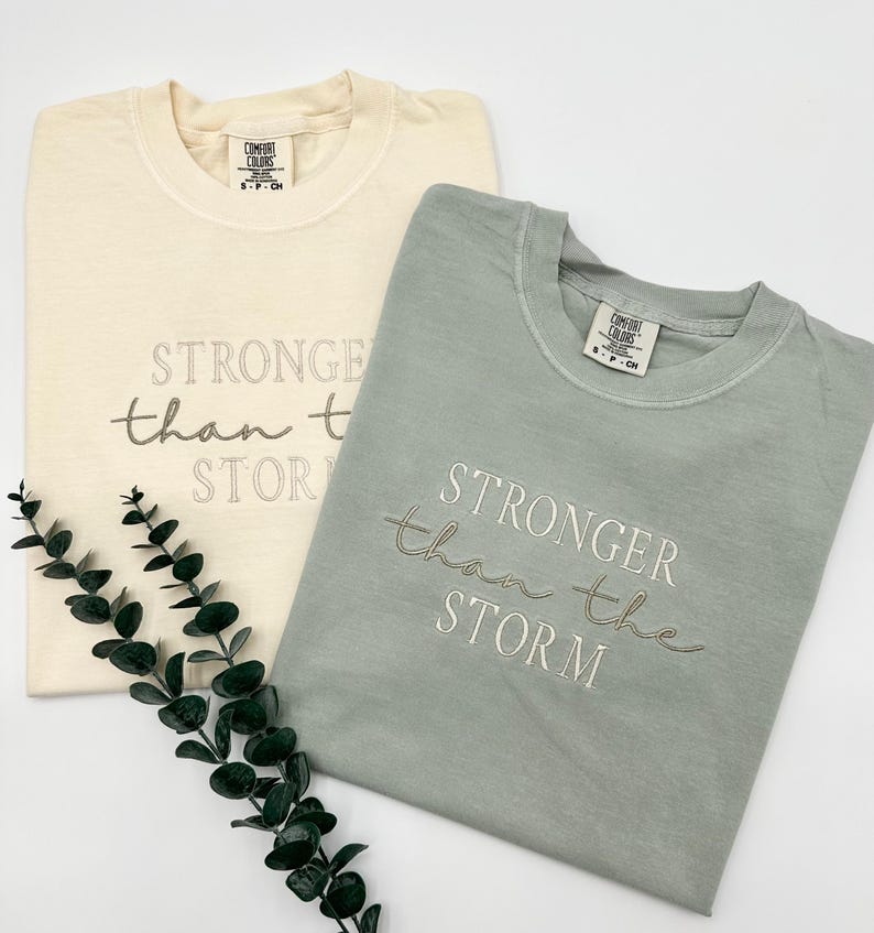 Embroidered Comfort Colors T-shirt: Stronger Than the Storm, Christian ...