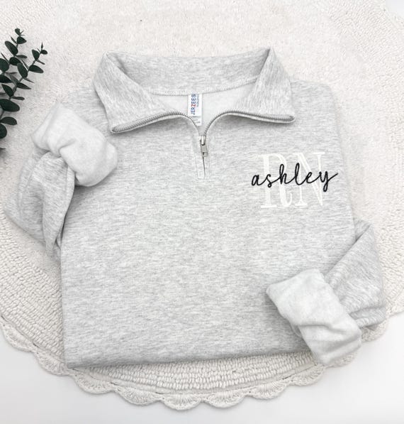 Embroidered Nurse Quarter Zip Sweatshirt: Athletic Block Gemma, Nursing School Gift