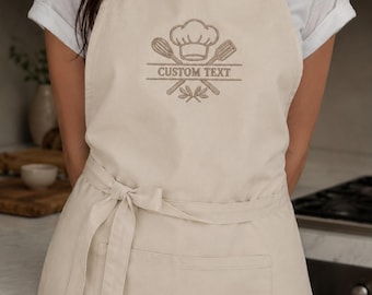 Custom Embroidered Logo Apron: Personalized Logo Gift, Restaurant, Barista, Your Business or Brand Logo, Team Logo Company Apron