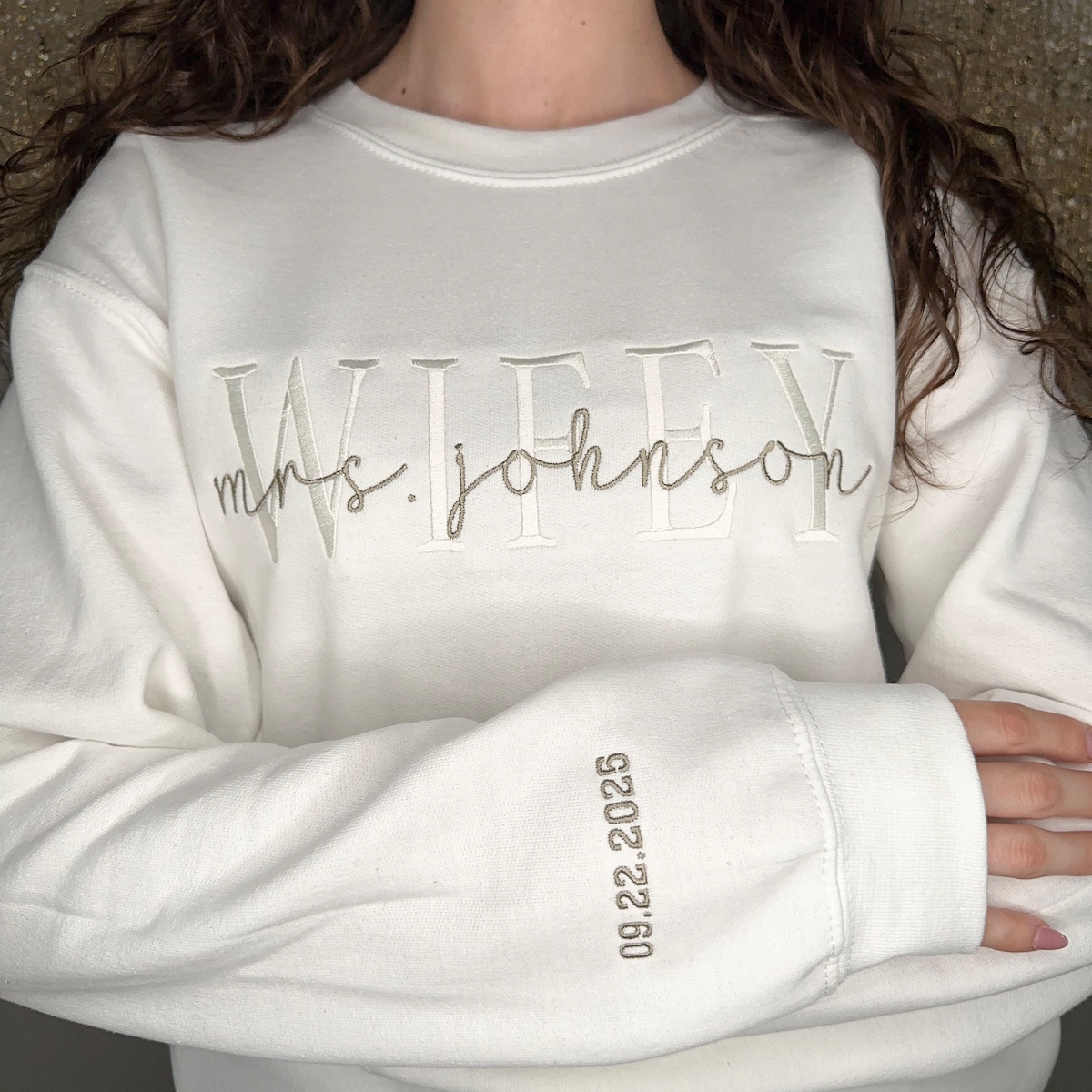 Embroidered Wifey Sweatshirt, Personalized Wedding Gift, Future Mrs
