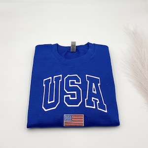Sudadera con la bandera de EE. UU. bordada: Sudadera patriótica para el 4 de julio imagen 3