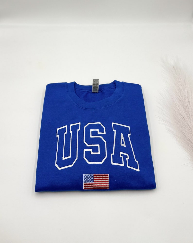 Sudadera con la bandera de EE. UU. bordada: Sudadera patriótica para el 4 de julio imagen 3