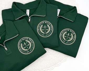Embroidered Custom Logo Quarter Zip Sweatshirt:  Personalized Logo, Text or Monogram