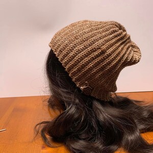 Lightweight brown marble beanie