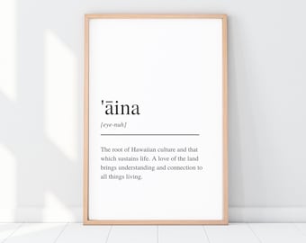 Aina Definition Print, Hawaiian Wall Art (Digital Download)