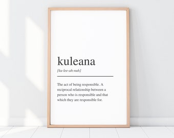 Kuleana Definition Print, Hawaiian Wall Art (Digital Download)