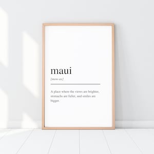 Maui Definition Print, Hawaiianische Wandkunst, Maui Dekor, Inspirierende Kunst, Minimalistische Wanddekor, Hawaiianische Worte