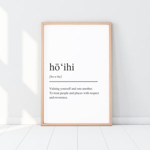 Hoihi Definition Print, Hawaiian Wall Art, Respect Definition Decor, Inspirational Art, Minimalist Wall Decor, Hawaiian Values