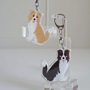 Border Collie Epoxy Keychain: Double-Sided Dog Design, Bag Charm