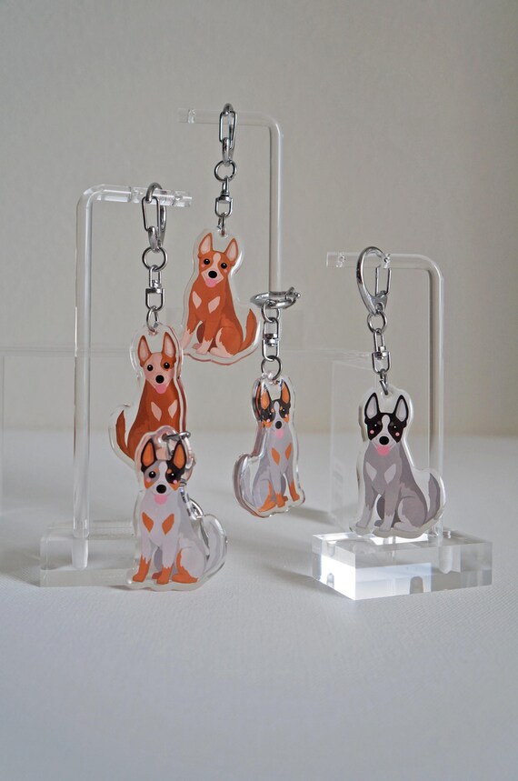 Australian Cattle Dog Epoxy Keychain: Double-Sided Aussie Cattle Dog Design, Bag Charm