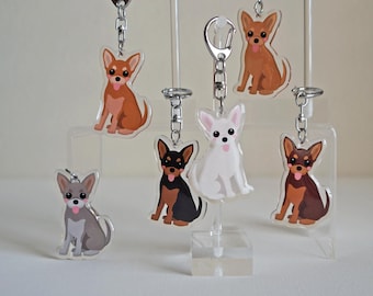 Chihuahua Epoxy Keychain: Double-Sided Pet Bag Accessory