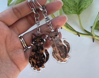 Llavero de epoxi con forma de gato carey, llavero para mascotas, colgante para bolso, accesorios para bolso de mascotas, llavero de gato carey