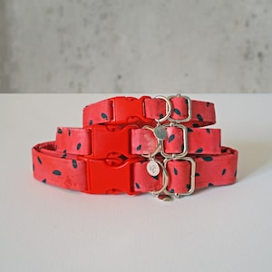 Wassermelone Haustierhalsband, Hunde- und Katzenhalsband, Hundehalsband und Leinen-Set, Stoff- und Segeltuch-Hundeset, Obst-Thema, Unisex-Haustierhalsband