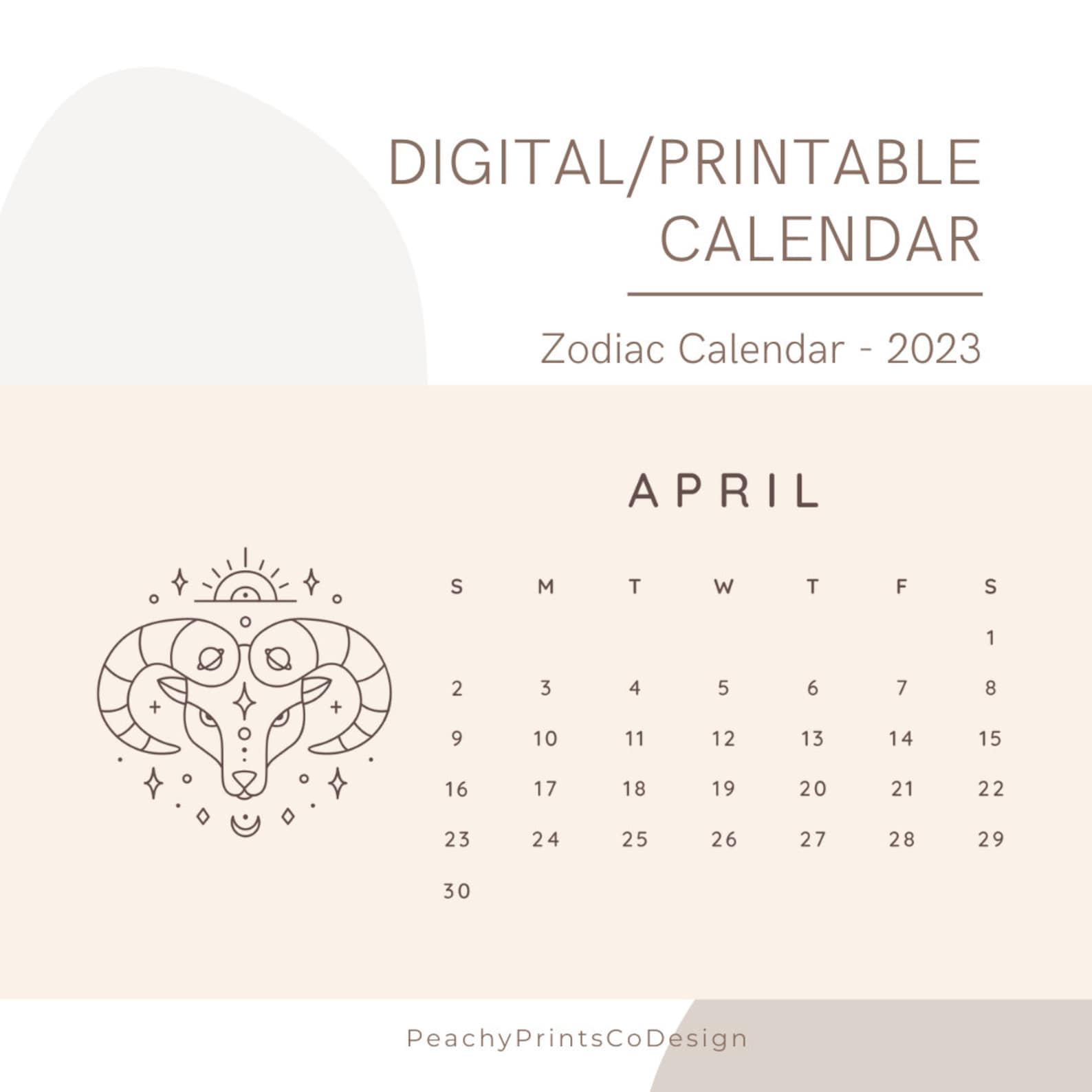 Zodiac Calendar 2023 / Cute Printable Calendar / Dated - Etsy