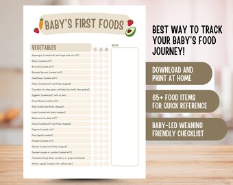 Baby's First Foods Printable Bundle Neutral Colors, Food Diary, Daily Log, Baby Led Weaning, Track Baby's Journey