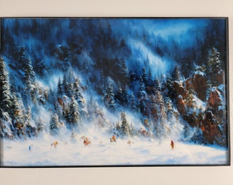 Framed Wall Art Print Decor Winter Snow Forest Original Artwork | 13" x 19"