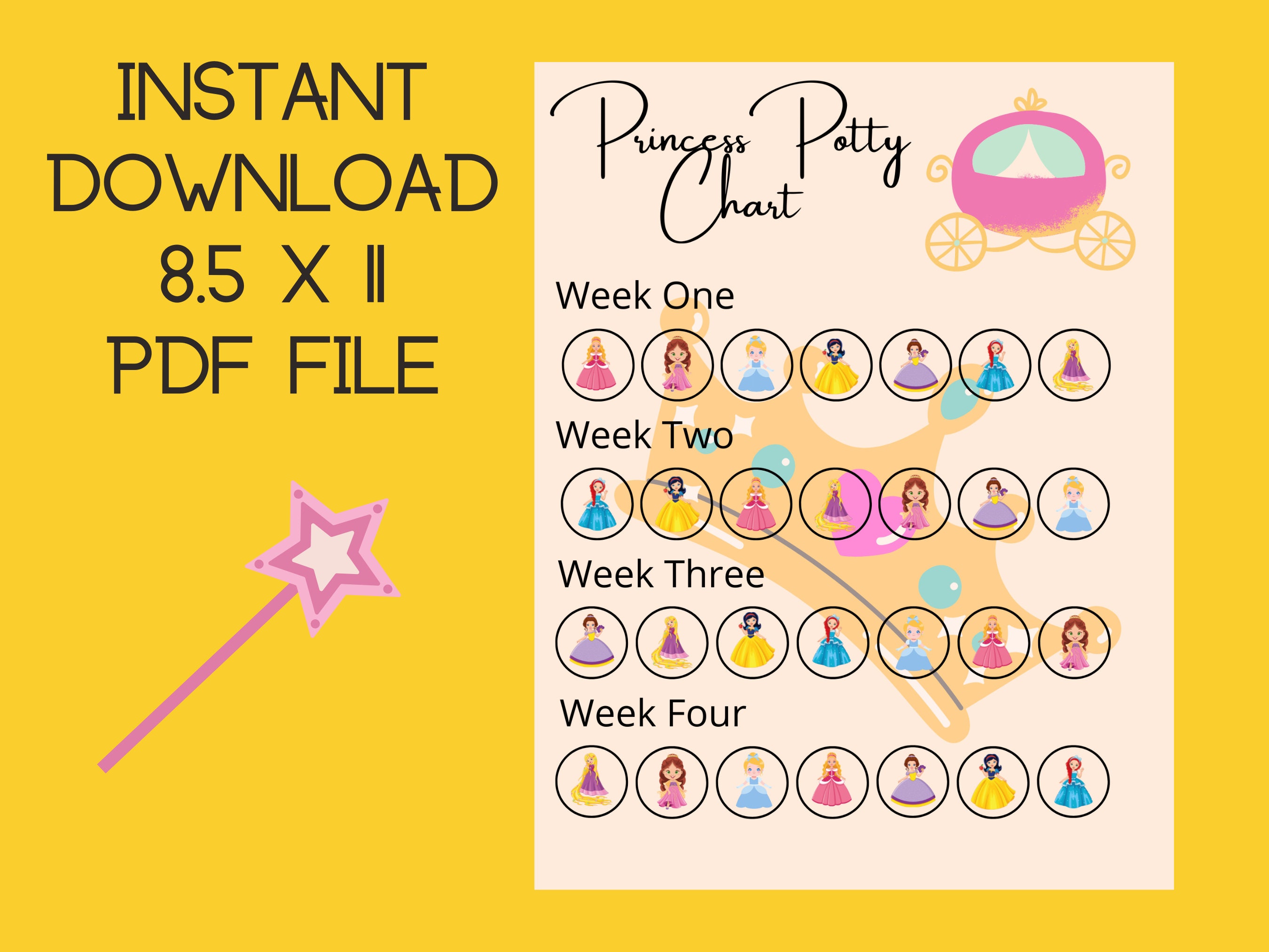 Princess Potty Chart Etsy