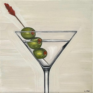 The Martini - fine art oil painting on stretched canvas - 12” x 12”