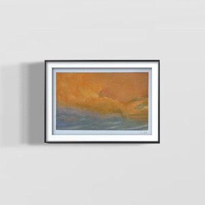 Golden Clouds - 6&quot; x 9&quot; - fine art oil painting on paper - vibrant golden cloudscape at sunset