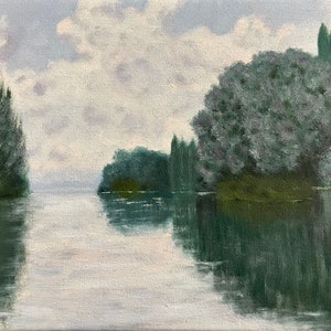 The Seine near Giverny - 9” x 12” - fine oil painting on canvas - reproduction of Claude Monet’s painting of the Seine River near Giverny
