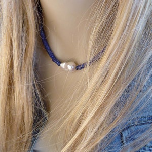 Baroque pearl and Lapis necklace, Baroque pearl necklace, lapis necklace, large pearl necklace, gemstone necklace