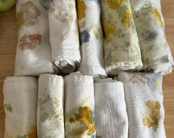 Tea Towels- 100% Organic Cotton with Hammered Flower Detail