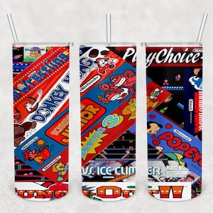 Nintendo collage arcade 20oz insulated stainless steel tumbler