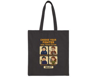Book Tropes Cotton Canvas Tote Bag: Retro Bookish Accessory