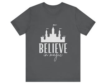 Believe in Magic Fantasy Castle Soft Cotton T-Shirt: Whimsical Graphic Tee